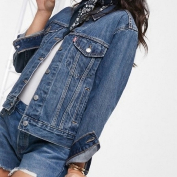 Levi's Ex-Boyfriend Trucker Jacket Denim Jean Coat 90s 80s Y2K - Picture 6 of 10